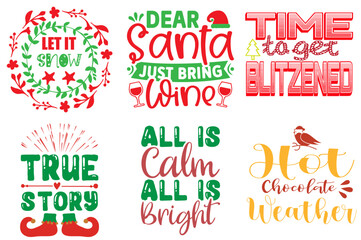 Christmas and New Year Typography Collection Christmas Vector Illustration for Bookmark, Banner, Advertisement