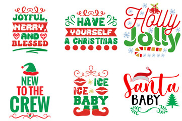 Merry Christmas and New Year Labels And Badges Set Christmas Vector Illustration for Newsletter, Magazine, Decal