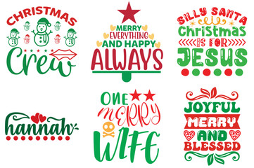 Christmas and Winter Phrase Bundle Christmas Vector Illustration for Bookmark, Printable, Presentation
