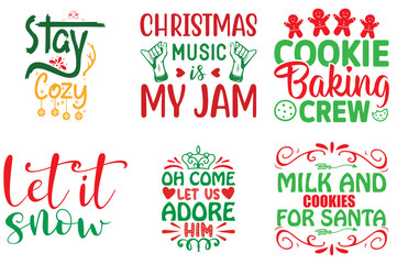 Christmas and Holiday Quotes Set Christmas Vector Illustration for Postcard, Bookmark, Announcement