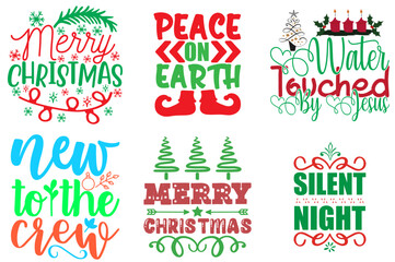 Holiday Celebration and Winter Hand Lettering Bundle Christmas Vector Illustration for Motion Graphics, Packaging, Gift Card