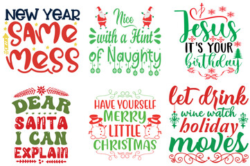 Merry Christmas and Happy Holiday Trendy Retro Style Illustration Bundle Christmas Vector Illustration for Presentation, Infographic, Wrapping Paper