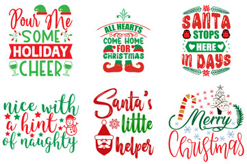 Happy Holiday and Winter Invitation Bundle Christmas Vector Illustration for Stationery, Presentation, Mug Design