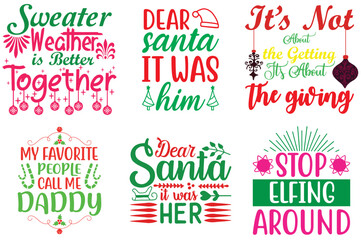 Christmas and New Year Phrase Set Christmas Vector Illustration for Sticker, Logo, Motion Graphics