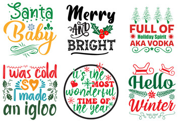 Merry Christmas and Winter Quotes Collection Christmas Vector Illustration for Announcement, Mug Design, Social Media Post
