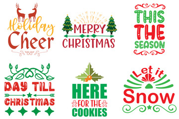 Merry Christmas and Winter Typography Collection Christmas Vector Illustration for Postcard, Holiday Cards, Icon