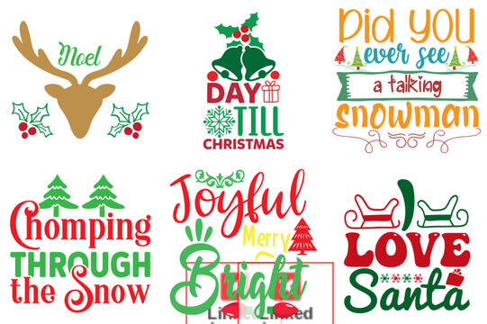 Christmas and New Year Labels And Badges Bundle Christmas Vector Illustration for Sticker, Advertising, Label