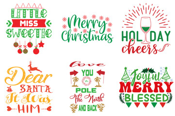 Happy Holiday and Winter Calligraphic Lettering Collection Christmas Vector Illustration for Printable, T-Shirt Design, Motion Graphics