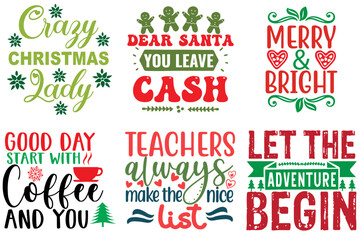 Holiday Celebration and Winter Quotes Collection Christmas Vector Illustration for Poster, Postcard, Book Cover