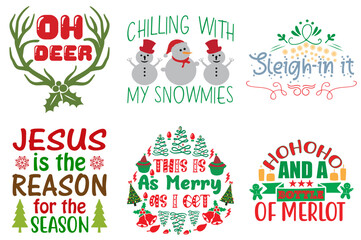 Christmas and New Year Invitation Set Christmas Vector Illustration for Advertisement, Poster, Wrapping Paper