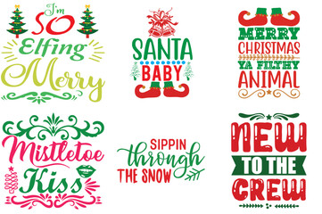Fototapeta na wymiar Merry Christmas and Winter Phrase Collection Christmas Vector Illustration for Sticker, Newsletter, Holiday Cards