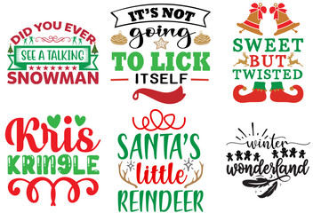 Merry Christmas and Winter Quotes Bundle Christmas Vector Illustration for Stationery, Magazine, Logo