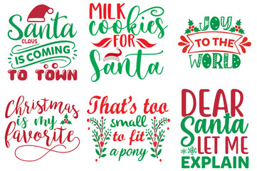 Merry Christmas Calligraphic Lettering Collection Christmas Vector Illustration for Printable, Magazine, Packaging