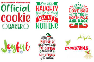 Merry Christmas and Happy New Year Hand Lettering Set Christmas Vector Illustration for Advertisement, Label, Stationery