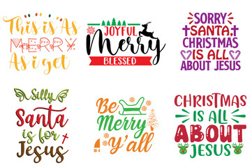 Fototapeta na wymiar Merry Christmas and Happy New Year Calligraphy Bundle Christmas Vector Illustration for Label, Packaging, Greeting Card