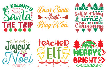 Merry Christmas Hand Lettering Collection Christmas Vector Illustration for Decal, Infographic, Label