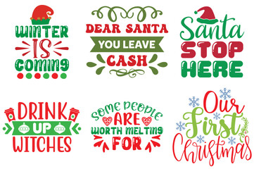 Christmas and Holiday Invitation Bundle Christmas Vector Illustration for Wrapping Paper, Magazine, Book Cover