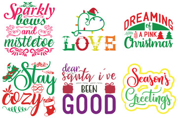 Christmas and Holiday Typographic Emblems Collection Christmas Vector Illustration for Brochure, Greeting Card, Printable