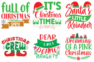 Christmas and Holiday Labels And Badges Set Christmas Vector Illustration for Icon, Label, Mug Design