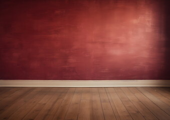 Simple room, garnet color Wall, laminate Floor