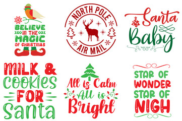 Holiday Celebration and Winter Quotes Collection Christmas Vector Illustration for Magazine, T-Shirt Design, Logo