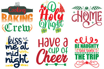 Christmas Festival and Winter Holiday Typographic Emblems Set Christmas Vector Illustration for Vouchers, Wrapping Paper, Motion Graphics