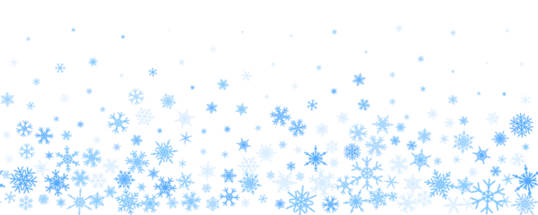 Fotobehang Snowflakes vector background. Winter holiday decor with blue crystal elements. Graphic icy frame isolated on white backdrop. © Chorna_L