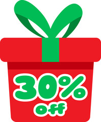 Christmas Sale Printable Discount Sticker Tag - 30 Percent Discount
