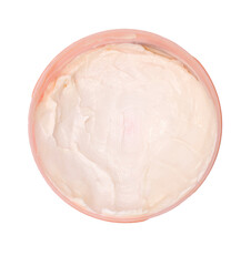 white lotion cream in a pink jar on a transparent background 