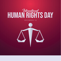 International human rights day. Celebrated every year on December 10. Suitable for templates, web, social media, greeting cards etc