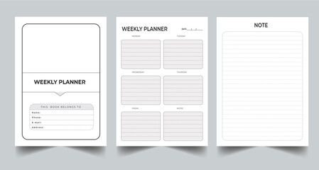 Editable Weekly Planner Kdp Interior printable template Design.