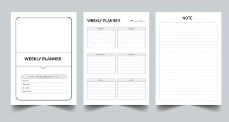 Editable Weekly Planner Kdp Interior printable template Design.