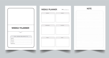 Editable Weekly Planner Kdp Interior printable template Design.