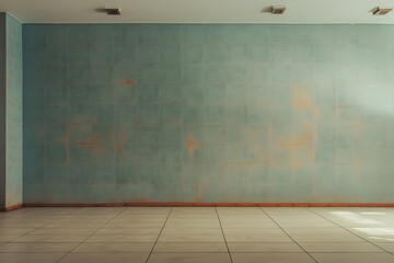 Simple room, topaz color Wall, tiled Floor