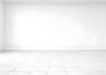 Simple room, white Wall, tiled Floor