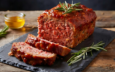 Capture the essence of Meatloaf in a mouthwatering food photography shot Generative AI