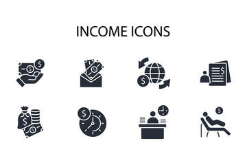 Fototapeta na wymiar income icon set.vector.Editable stroke.linear style sign for use web design,logo.Symbol illustration.