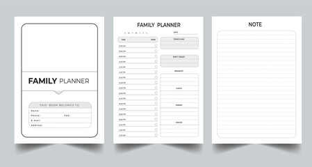 Editable Daily Family Planner Kdp Interior printable template Design.
