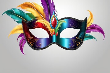 3d rendering illustration illustration venice carnival colorful feather mask,space for text or message,banner or greeting card.ai generated