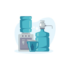 Big plastic bottle for water filter flat style, vector illustration