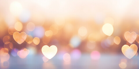 Fototapeta premium Heart bokeh background, valentine's day background.