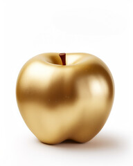 Gold apple in close up and detailed isolated on white