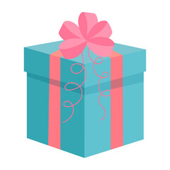 Gift box with ribbon and bow. Present isolated on white background.