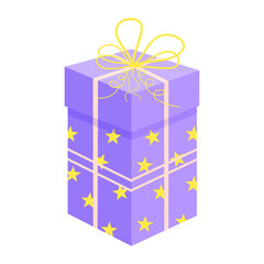 Gift box with ribbon and bow. Present isolated on white background.