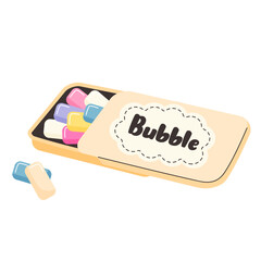 Bubble gum in a pack. Sweet chewing gum. Classic 80’s or 90’s peppermint pads.