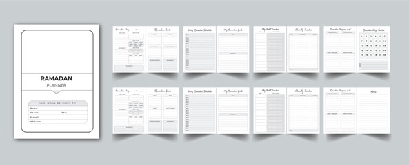 Editable Daily Ramadan Planner Kdp Interior printable template Design.