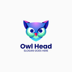 Vector Logo Illustration Owl Gradient Colorful Style