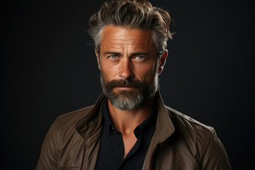 Obraz premium Beard man caucasian male mature portrait isolated happy white handsome face adult person background