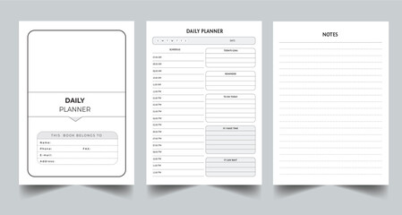 Daily Planner KDP interior  Printable Template Design Vector illustration.