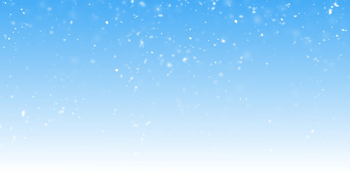 Winter blue sky with falling snow, snowflake. Holiday Winter background for Happy New Year. Vector illustration